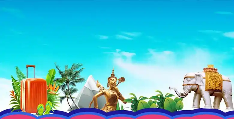 简约泰国旅游蓝色背景素材