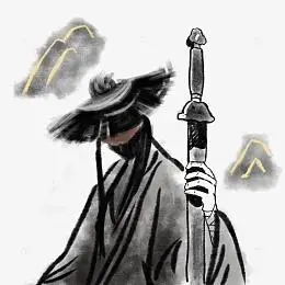 水墨风侠客人物手绘图