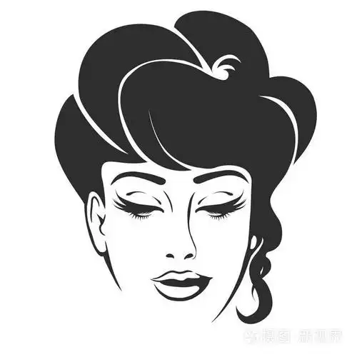 女人脸上带着时髦的发型会徽.为美发师或美容院设计元素.矢量插图