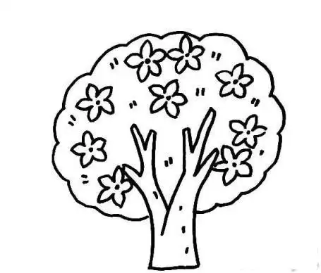 春天的桃花树简笔画画法_怎么画春天的桃花树