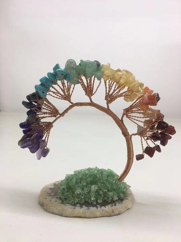 好记水晶玛瑙多宝树摆件紫水晶青金菱镁矿白水晶红兔毛高约10cm