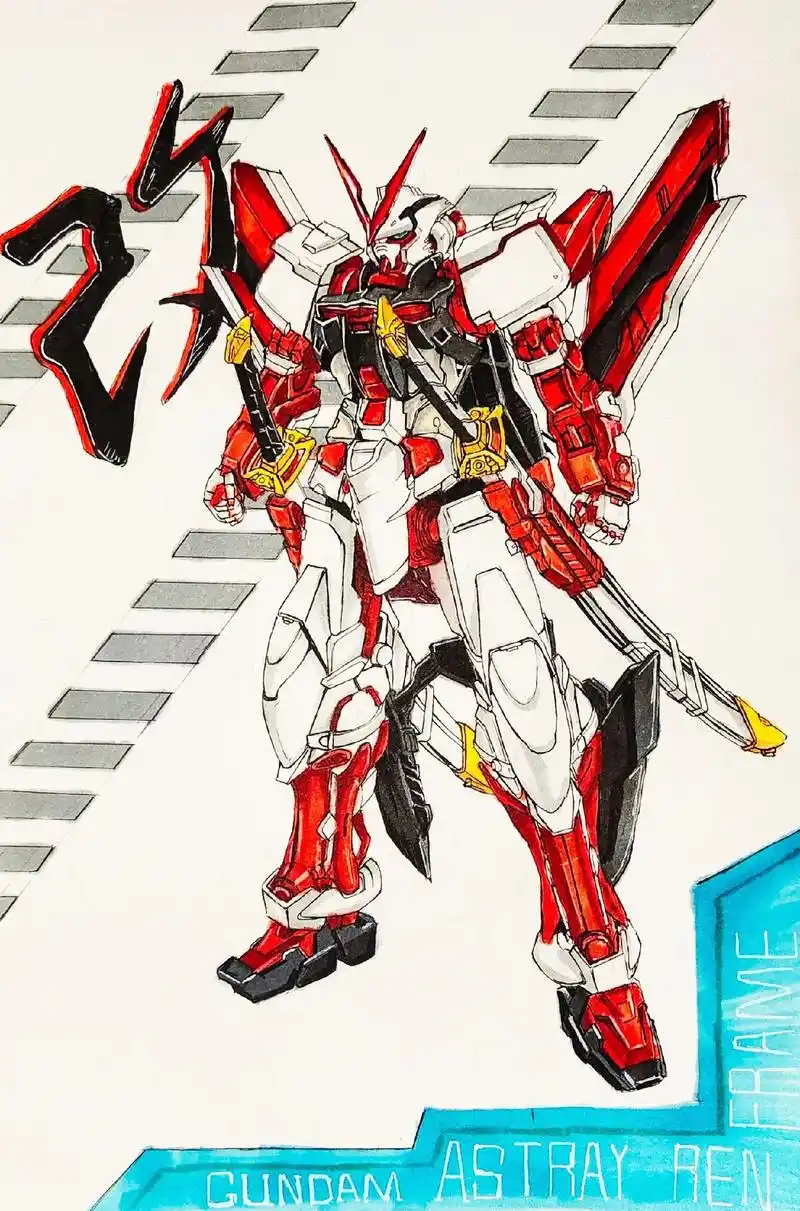 小学生水平画的红色异端.##画画 #动漫 #原创 #高达 # - 抖音