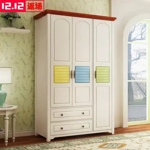 小型衣帽柜立柜单人卧室家具 平开门衣橱 三门衣柜(物流点自提) 3门