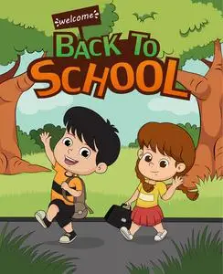 欢迎回到 school.kid 步行去学校照片