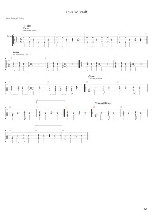 love yourself吉他谱