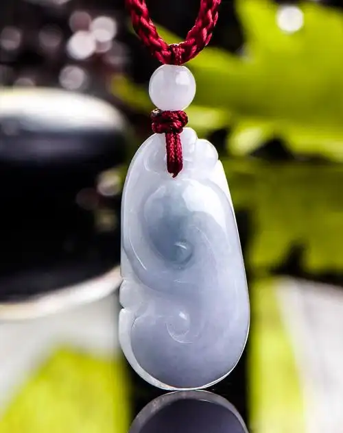 浅紫糯种小如意 天然a货翡翠挂件(附国检证书)