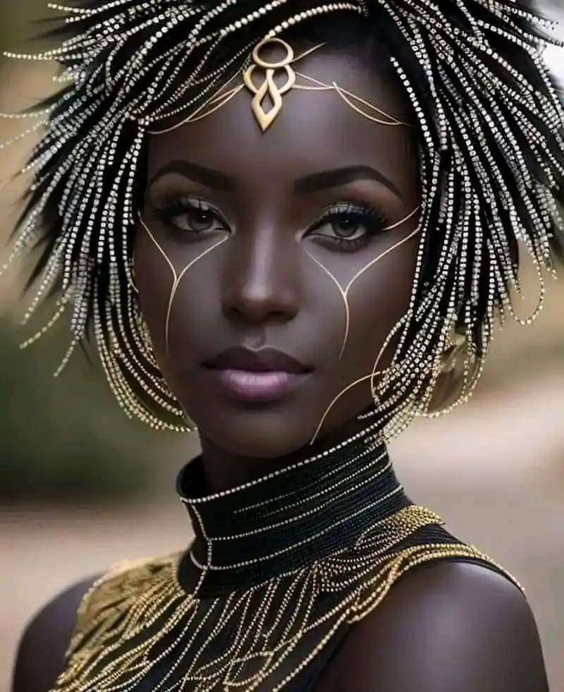 这是我看到的最美的黑人女性人物照!她的发型,头饰和服装的搭配,绝配!