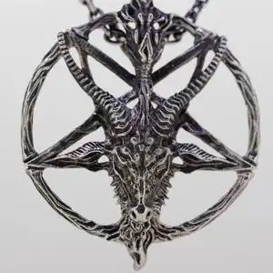 主师暗黑全新教父s925纯银订做羊头新款五芒星撒旦吊坠包邮中号