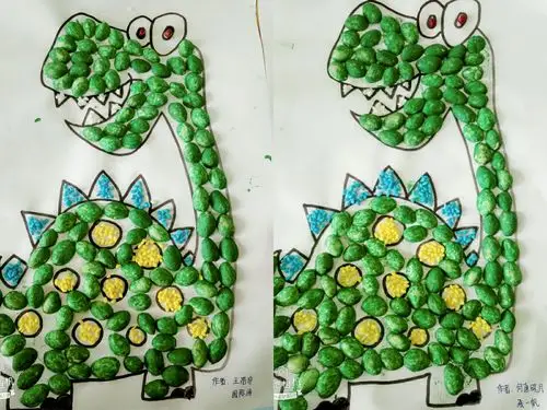 世纪阳光幼儿园创意手工――果壳粘贴画《绝世小恐龙》