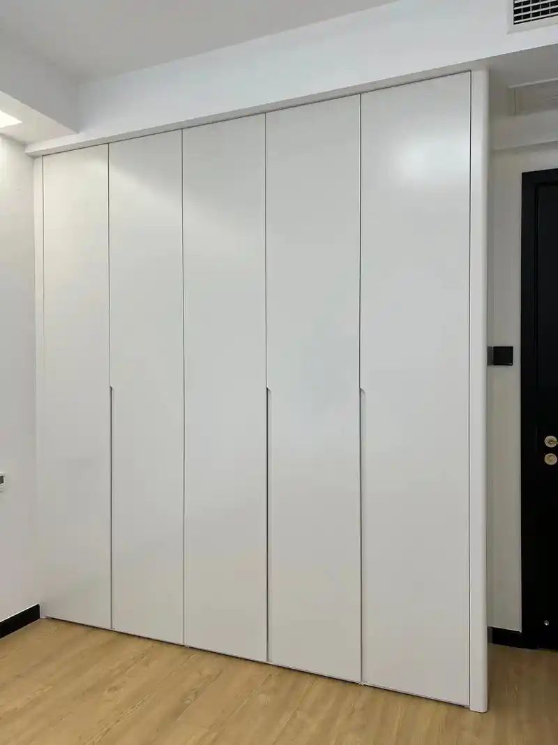 衣柜烤漆柜门免拉手一门到顶的效果真好看!衣柜材质: 柜体:多 - 抖音