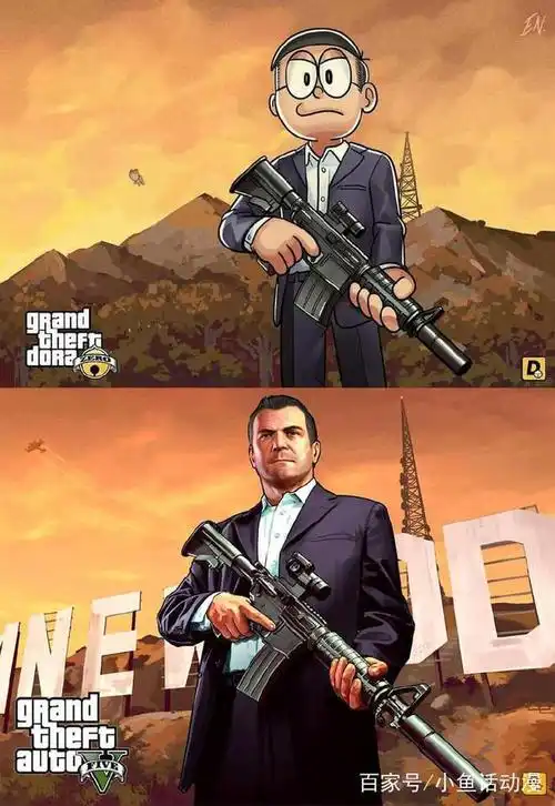 哆啦a梦另类版静香海边自拍秀身材大雄手拿机枪变保镖