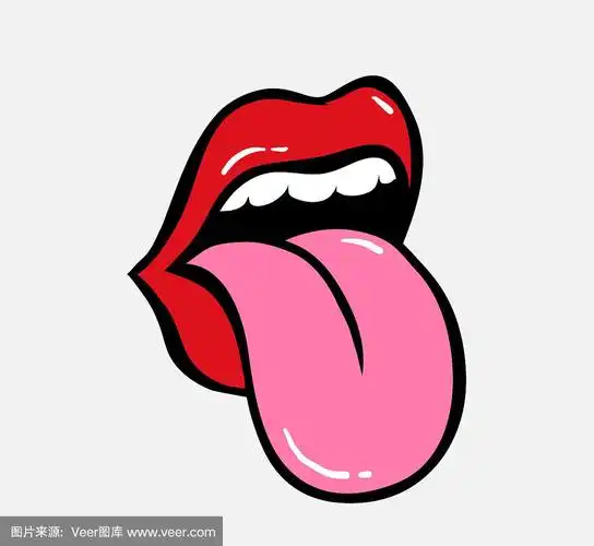 波普艺术矢量说红唇.舌头伸出来