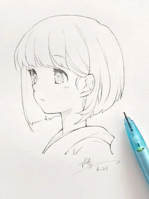 画个短发妹妹用的0.5的自动铅笔,感觉更喜欢用0.