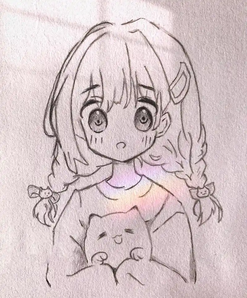 【简笔画教程·可爱小女孩系列】(三) 78临摹 78用的4b和hb铅笔