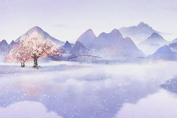 古风水墨唯美雪景古风冬季背景冬季冷色背景唯美冬天背景大雪背景