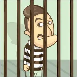 监狱栏卡通矢量插画风格照片