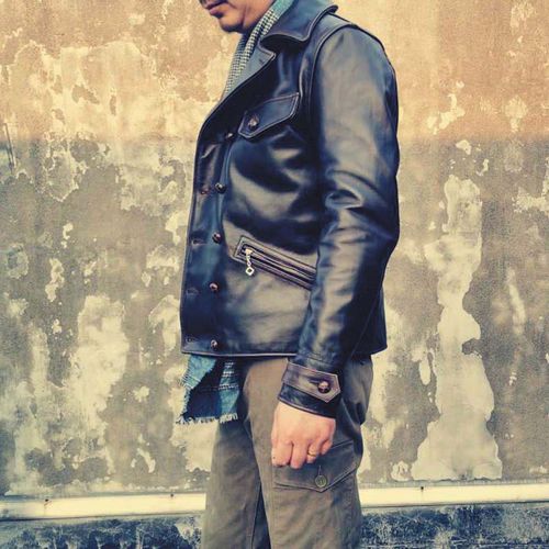 秋冬新款复古1930德军马皮飞行员leather夹克tenjin皮衣