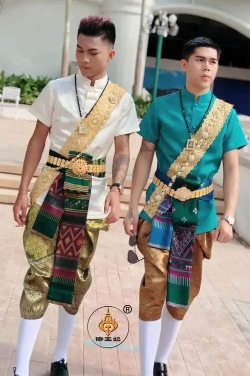 傣王妃服饰泰国传统男装傣族泼水节盛装套装节日民族服装