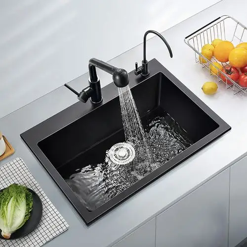 【水槽图片】悍高/higold 石英石水槽洗菜盆单槽厨房洗碗池台上台下盆