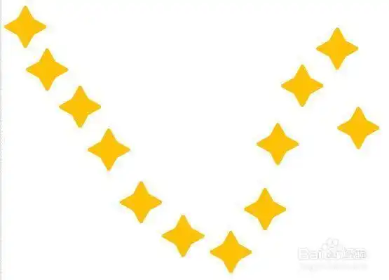 在纸张上画12个黄色四角星,如下排列.