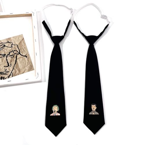 how名人头像款个性免打可调节黑色小领带男女衬衣帅气趣味自制