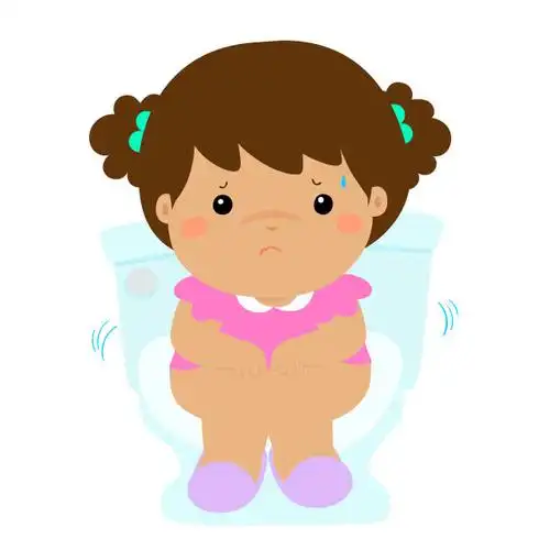 可爱的女孩坐在马桶上拉肚子图片