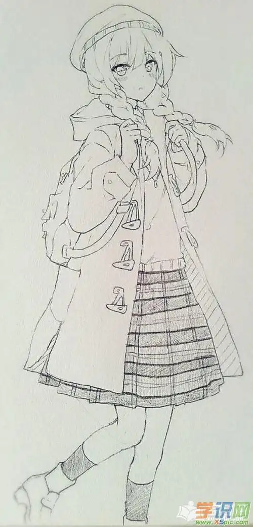 手绘铅笔卡通画人物绘画作品