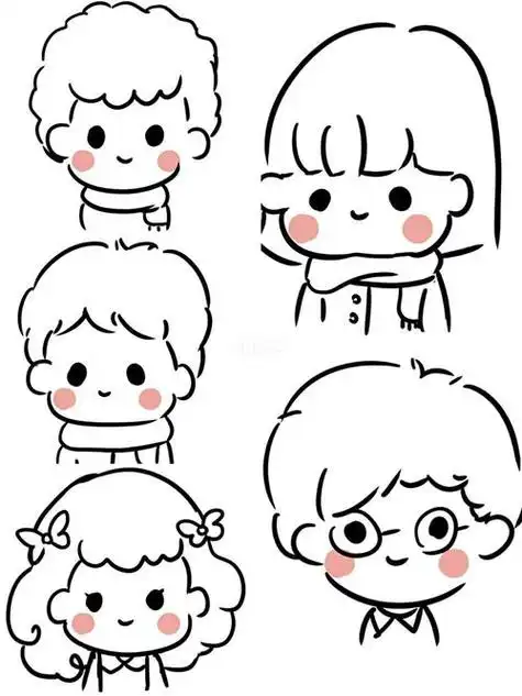 每天学一幅简笔画-可爱的男孩女孩简笔画头像大全超简单的小男孩简