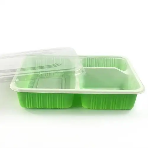 一次性饭盒外卖打包盒便当盒食品级塑料带盖多分格三格四格快餐盒