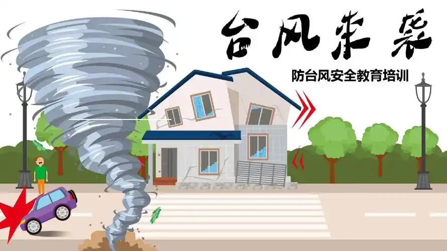 卡通防台风安全教育培训预防突发事件安全知识ppt模板