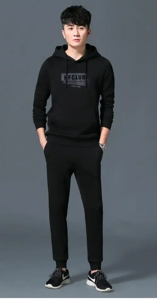 套装男2020新款休闲装男士连帽卫衣套装运动服套装男【价格 图片 品牌