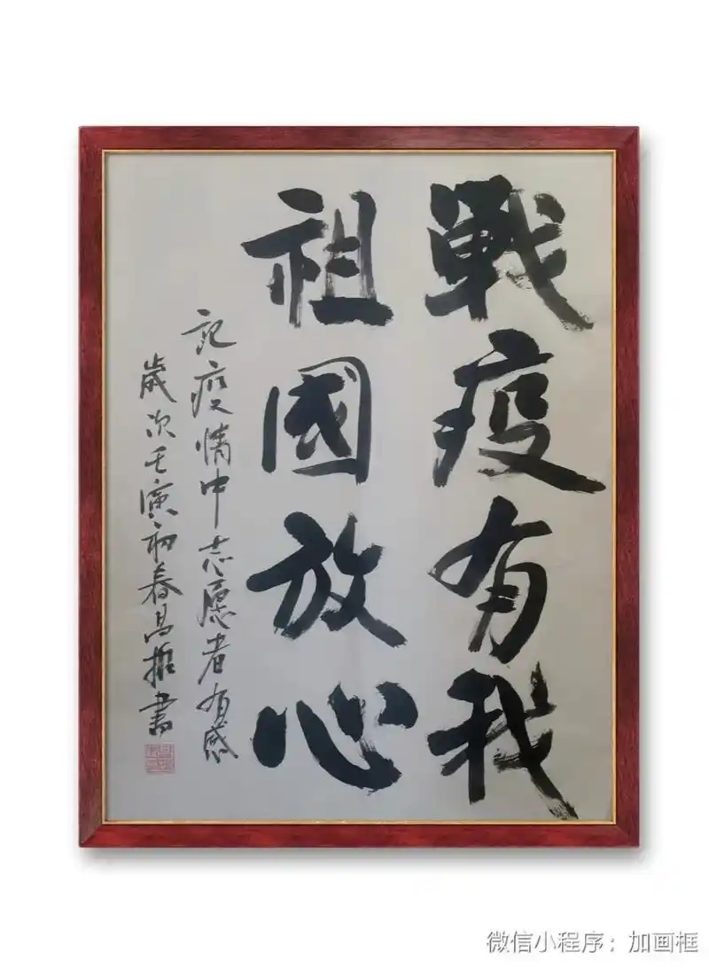 参加四平市抗"疫"书法作品展, 内容为:"战疫有我,祖国放心 - 抖音