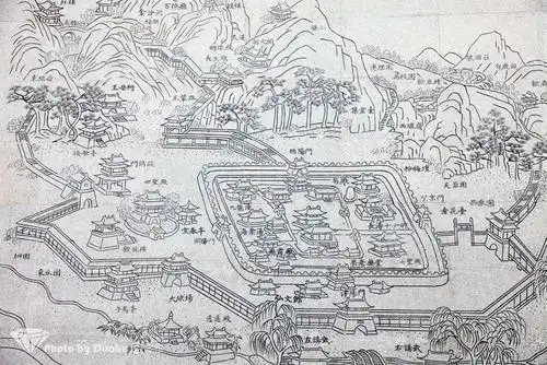 华清宫的大门的简笔画