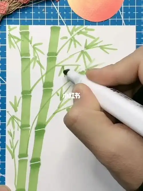 竹子简笔画手绘马克笔
