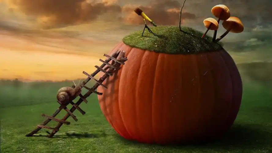 葫芦 梯子南瓜 蜗牛 蘑菇 创意 设计壁纸