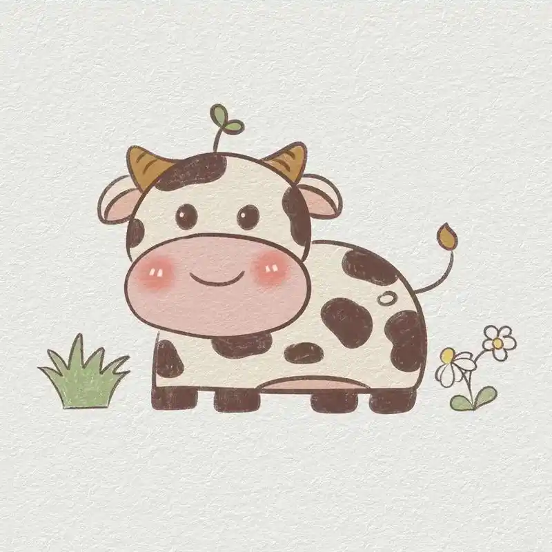 胖嘟嘟的小牛谁又能不爱呢?非常适合新手练 - 抖音