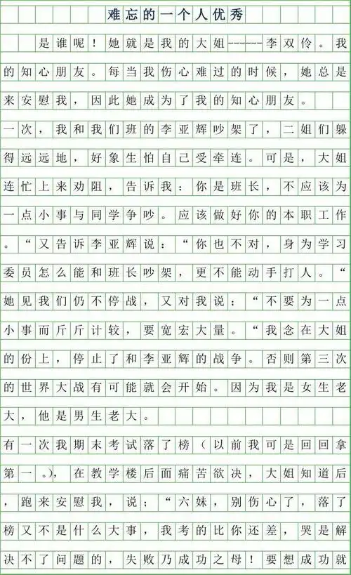 年难忘的一个人优秀作文500字
