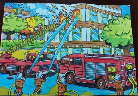 儿童画消防员救火绘画 儿童画消防员救火绘画一等奖