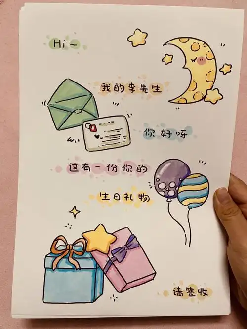 送男朋友特别生日礼物蜡笔小新手绘贺卡