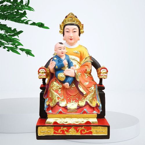 树脂神像16寸送子娘娘像道教临水夫人注生娘娘像家居供奉求子佛像