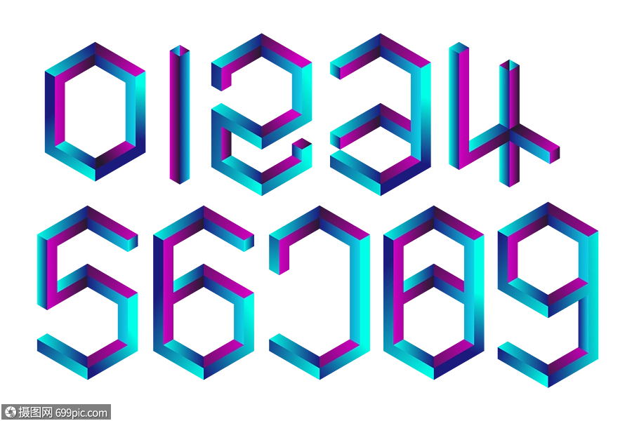 阿拉伯数字纪念碑谷字体25d