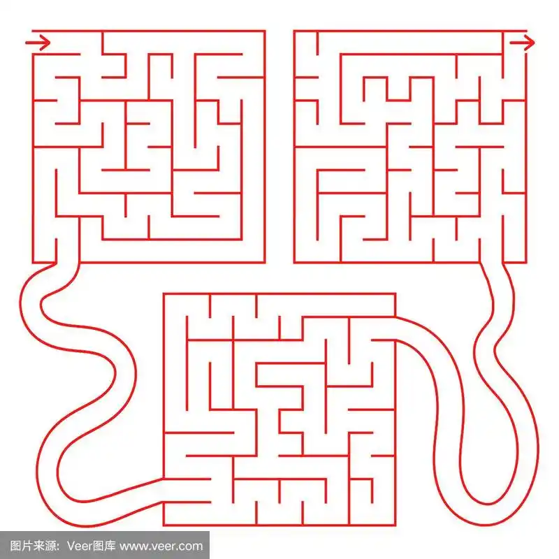 抽象的彩色复杂孤立迷宫