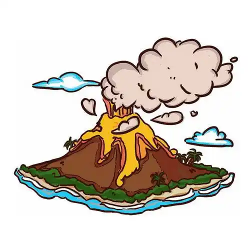 手绘风格卡通火山爆发后产生的火山灰和熔岩9923445png图片免抠素材