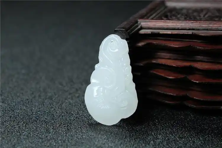 天然阿富汗白玉蝙蝠如意吊坠 diy玉石挂坠流苏玉佩半成品