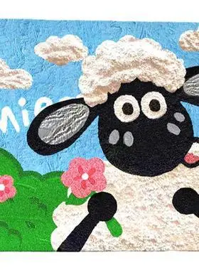 小羊肖恩立体肌理画 diy数字油画石英砂手工丙烯填充卡通装饰挂画