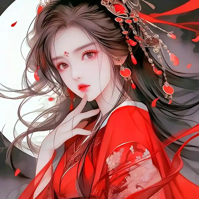红衣似火,热烈张扬的女生头像#古风头像 #优质头像 #古风  - 抖音