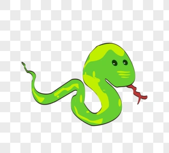 卡通绿色蛇手绘动物图片素材