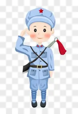 建军节之手绘卡通红军敬礼