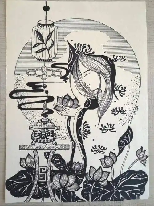 线描素材这么好看的线描画不收藏太可惜了