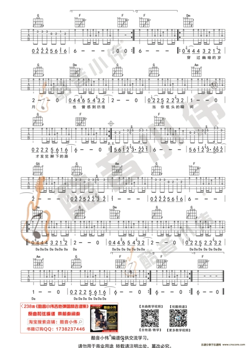 许巍《蓝莲花》吉他谱中级版 酷音小伟吉他弹唱教学吉他谱图片格式六